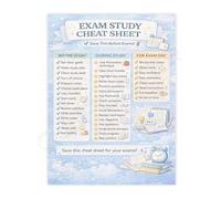 HUJWLBWF Last Minute Exam Review Poster Study Guide Cheat Sheet Canvas Wall-Art for Study Room and Classroom(Framed,16x24inch(40x60cm))