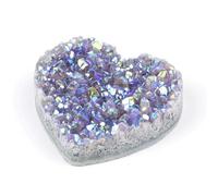 HUJWLBWF Rainbow Heart Shape Amethyst Cluster,Titanium Coated Angel Aura Druzy, Quartz Rough Stone for Home Decoration,1pcs