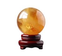HUJWLBWF Yellow Crystal Ball Calcite Iceland Spar Polished Home Entrance Office Decoration Fortune Ornaments,14cm