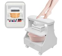 HuKaiL chariot de manucure pour pédicure à 3 niveaux, chariot de spa portable avec tiroirs et 4 rouleaux universels, bain de pieds avec capacité de charge de 50