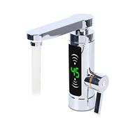 HuKaiL Chauffe-eau électrique 3000 W 220 V, robinet rotatif à 360° en acier inoxydable avec affichage de la température LED, robinet électrique avec température maximale de 55 ° pour cuisine, salle de
