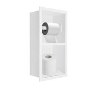 HuKaiL Douche niche murale, 18 × 10,2 × 34 cm, niche de douche à deux niveaux, en acier inoxydable, avec cloison et rouleau de papier toilette, épaisseur de la plaque de 0,8 mm / capacité de charge 20