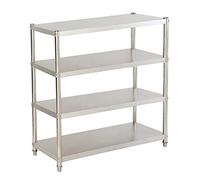 HuKaiL Étagère à 4 étages en acier inoxydable 201 - 120 x 40 x 150 cm - Étagère de cuisine - Support pour micro-ondes - Étagère en acier inoxydable pour garde-manger, restauration, cuisine, grande