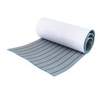 HuKaiL Eva Teak Tapis de sol autocollant 240 x 90 cm Revêtement de sol antidérapant de 6 mm pour votre maison, bateau, marine, salle de sport, gris clair avec coutures bleues, YDFKBE5GWDZH8