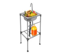 HuKaiL Évier de cuisine autonome en acier inoxydable - Avec robinet à 360° et planche horizontale - Évier commercial complet avec capacité de charge de 60 kg - 38 x 33 x 83 cm