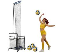 HuKaiL Filet d'entraînement de volley-ball avec roues, filet d'entraînement de volley-ball, réglable avec angle de 0 ° à 90 ° et 1,7 à 3,3 m de hauteur, filet d'entraînement amovible avec sac de