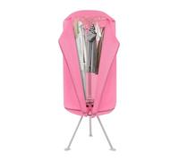 HuKaiL Sèche-linge petit, sèche-linge à double couche Chauffage PTC avec 0-180 minutes et capacité de charge de 10 kg, 65 ℃-75 ℃ Petit étendoir à linge avec trois pieds de support, 65 x 145 cm, rose
