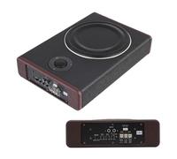 HuKaiL Subwoofer Actif de Voiture de 8 Pouces 600 W 12 V avec Haut-parleur Actif et Caisson de Basses Amplificateur, Corps en Bois, Cuir Synthétique, Noir