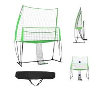 HuKaiL Système de filet d'entraînement de volley-ball, filet de volley-ball réglable avec hauteur de 1,98 à 2,4 m, rebondisseur amovible avec sac de récupération pour frapper, pics, 2,44 x 3,35 m