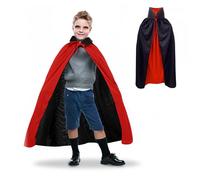 Hukermoon Cape de Vampire Manteau d'Halloween Cape Col Montant Costume Médiévale Cape Rouge Noire Double Face Cape de Sorcière Cape Sorcier Enfant pour Halloween Cosplay Costume (80)