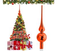 Hukermoon Pointe de Sapin de Noël en Verre, Cimier Sapin de Noel, Dessus de Sapin de Noël, Pointe d'arbre de Noël, Christmas Tree Top 26 cm, Topper Arbre pour Décoration Sapin de Noël (Orange)