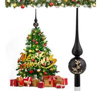 Hukermoon Pointe de Sapin de Noël en Verre, Cimier Sapin de Noel, Dessus de Sapin de Noël, Pointe d'arbre de Noël, Christmas Tree Top 26 cm, Topper Arbre pour Décoration Sapin de Noël (Noir Mat)