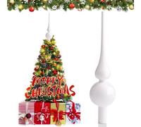 Hukermoon Pointe de Sapin de Noël en Verre, Cimier Sapin de Noel, Dessus de Sapin de Noël, Pointe d'arbre de Noël, Christmas Tree Top 26 cm, Topper Arbre Noël pour Décoration Sapin (Blanc Porcelaine)