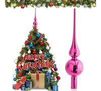 Hukermoon Pointe de Sapin de Noël en Verre, Cimier Sapin de Noel, Dessus de Sapin de Noël, Pointe d'arbre de Noël, Christmas Tree Top 26 cm, Topper Arbre pour Décoration Sapin de Noël (Rose)