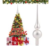 Hukermoon Pointe de Sapin de Noël en Verre, Cimier Sapin de Noel, Dessus de Sapin de Noël, Pointe d'arbre de Noël, Christmas Tree Top 26 cm, Topper Arbre pour Décoration Sapin de Noël (Blanc)