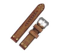 HUKILU yaoqijie Bracelet de montre fait main en cuir véritable Vintage 18mm 20mm 22mm 24mm bracelets de montre Rivet sculpture boucle bracelet for montres accessoire lasting(Green,24mm)