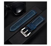 HUKILU yaoqijie Bracelet en cuir de vache Crazy Horse 20mm 22mm 24mm 26mm bracelets de montre en cuir véritable bracelet ceinture accessoires de montre lasting(Blu,20mm)