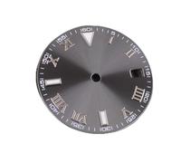 HUKILU yaoqijie Cadran de Montre à échelle Romaine de 29 mm for Mouvement NH35 NH36, fenêtre de Calendrier Lumineuse Verte, Accessoires de Montre Lasting(Silver)