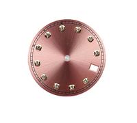 HUKILU yaoqijie Cadran de Montre Diamant 28,5 mm, Modification de la Texture du Soleil, Cadran de Montre avec fenêtre de Calendrier Unique, Cadran de Couleur for Mouvement NH35 NH36 Lasting(Rose)