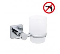 tesa Porte-brosse à dents 40257-00000-00 – Gobelet mural colle chrome brillant, blanc satiné