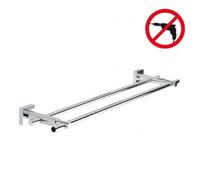 Hukk Porte-serviettes 2 barres fixes, métal chromé, pose facile sans perçage (40253-00000-00)