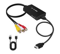 Hukneqn Adaptateur RCA vers HDMI, Convertisseur AV vers HDMI, Prend en charge PAL/NTSC, Compatible avec PS2, Xbox, SNES, N64, VHS, VCR