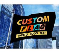 HUKQWX Drapeau/Bannière Personnalisé Photo - Drapeau Personnalisée Impression,Créez votre propre drapeau avec logo/photo/texte pour extérieur,football,jardin,cour/double face/2X3 FT