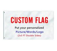 HUKQWX Drapeau/Bannière Personnalisé Photo - Drapeau Personnalisée Impression,Créez votre propre drapeau avec logo/photo/texte pour extérieur,football,jardin,cour/double face/2X3 FT