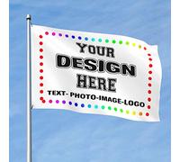 HUKQWX Drapeau Personnalisable Photo Ajoutez Votre Propre Image Photo Texte De l'Image Drapeau Personnalisé pour la Décoration De Jardin Extérieur/double face/2X3 FT