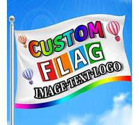 HUKQWX Drapeau personnalisé Bannières de drapeaux personnalisés - Imprimez votre propre logo/design/mots - Couleur vive, fanion personnalisable double couture/double face/5X8 FT