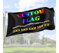 HUKQWX Drapeau personnalisé - Imprimez Votre Propre Logo/Motif/Mots - Bannières personnalisées à Deux Drapeaux avec Oeillets en Laiton, drapeau personnalisable/double face/4X6 FT