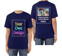 HUKQWX Tee Shirt Personnalisable Homme Femme - Tshirt Cadeau Personnalisable - T-Shirts personnalisés Texte/Image/Logo T-Shirt en Coton personnalisé Photo imprimée Avant/arrière