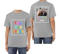 HUKQWX Tee Shirt Personnalisable Homme Femme - Tshirt Cadeau Personnalisable - T-Shirts personnalisés Texte/Image/Logo T-Shirt en Coton personnalisé Photo imprimée Avant/arrière