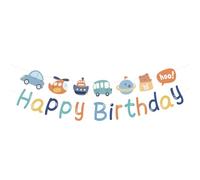 HUKUMA Guirlande Happy Birthday, bannière Happy Birthday, décoration d'anniversaire pour enfant, guirlande d'anniversaire pour enfants, décoration d'anniversaire 1, 2, 3, 4, 5, 6 ans