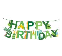 HUKUMA Guirlande Happy Birthday - Décoration d'anniversaire d'enfant garçon - Bannière d'anniversaire dinosaure Happy Birthday - Décoration d'anniversaire pour enfants - 1, 2, 3, 4, 5, 6 ans