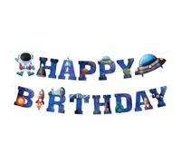 HUKUMA Guirlande « Happy Birthday » - Décoration pour anniversaire d'enfant garçon - Bannière « Happy Birthday » - Décoration d'anniversaire pour enfants - 1, 2, 3, 4, 5, 6 ans