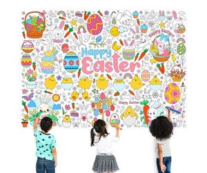 HUKUMA Nappe de Pâques à Colorier pour Enfants, Nappe à Colorier Pâques, Artisanat Cadeaux pour Enfants (118cm x 84cm)