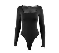 HUKYKZZS Body Sexy Pour Femmes Streetwear Vintage Moulant Haut Basique Manches Longues Vêtements Gothiques Y2k,Noir,L