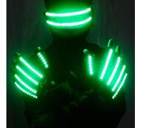 HULA Gants et Lunettes LED Lumineux, Squelettes Avec Batterie pour Fête (Vert)