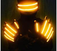 HULA Gants Led et Lunettes Led, Gants Lumineux Gants Squelettes LED avec Lunettes de Fête LED Batterie de Lunettes Lumineuses LED (Jaune)