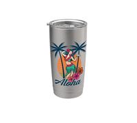 Hula Girl Tropical Island Dance Hawaïen Paradise Gobelet isotherme en acier inoxydable double paroi