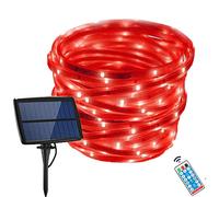 HULA Ruban LED Solaires Exterieur, 10M 240LED Nastro Mood Rope Light Solar LED Strip Light Striscia Flessibile per Esterni Impermeabile con Telecomando (Rouge)