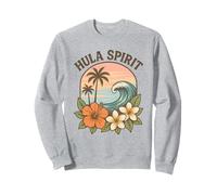 Hula Spirit Retro Surf Wave Hibiscus Plumeria Fleur Hawaï Sweatshirt