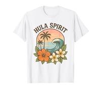 Hula Spirit Retro Surf Wave Hibiscus Plumeria Fleur Hawaï T-Shirt