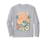 Hula Spirit Wave Retro Hawaï Palmiers Fleurs Tropicales Manche Longue