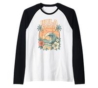 Hula Spirit Wave Retro Hawaï Palmiers Fleurs Tropicales Manche Raglan
