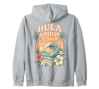 Hula Spirit Wave Retro Hawaï Palmiers Fleurs Tropicales Sweat à Capuche