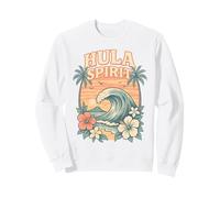 Hula Spirit Wave Retro Hawaï Palmiers Fleurs Tropicales Sweatshirt