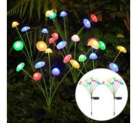 Hulaiyaa 2 Pièces Lumières Solaires Champignon de Jardin Étanche Décoratives, 2 Modes Eclairage Solaire Guirlande 8 LEDs Champignon Décoration pour Cour Noël Paysage Clôture Pelouse(Couleur)