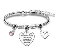 HULALA Bracelet « Thank You Teacher »,Cadeau pour femme,En forme de cœur,Little Minds Thank You For Helping Me Grow Teachers,Fin de session,Anniversaire Noël, taille unique, Cristal Acier inoxydable